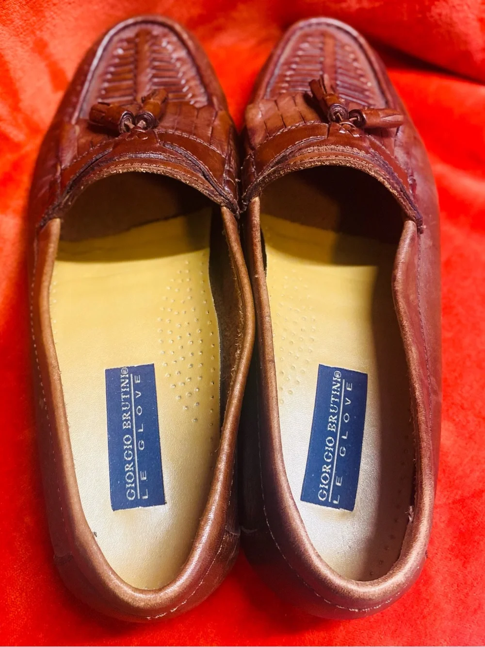 Giorgio Brutini Tan/Brown Leather Tassel Slip-On Loafers